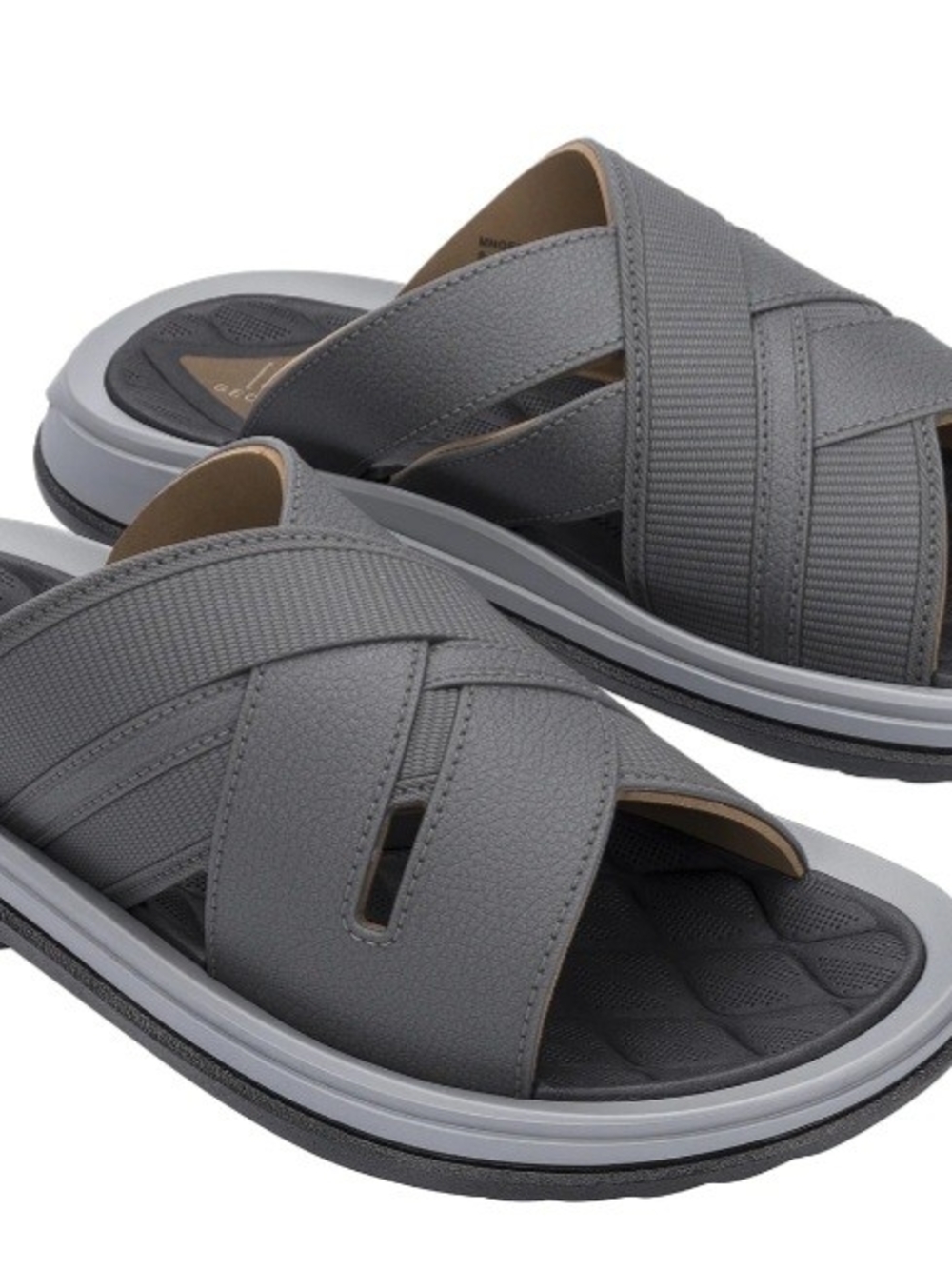 George. Men's Gray Cross-Strap Slide Sandals. Size 7. NWT.